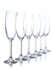 Empty glasses isolated on white