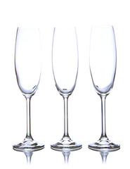Empty glasses isolated on white