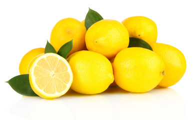 Naklejka na ściany i meble Ripe lemons isolated on white