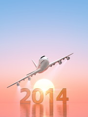 Fototapeta na wymiar 2014年号と飛行機