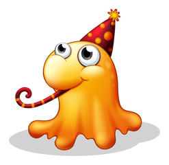 A monster wearing a party hat