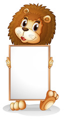 Fototapeta premium A lion holding an empty bulletin board