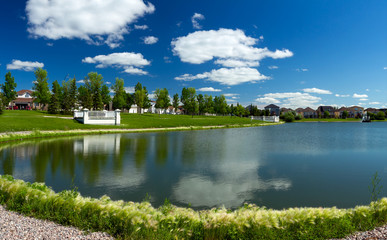 Beautiful pond in expensive neighborhood