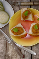 Open  sandwich from bread and vegetable marrows