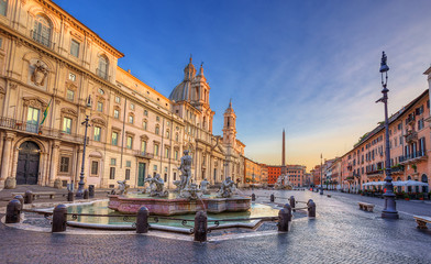 Fototapeta na wymiar widok na piazza Navona rano. Rzym. Włochy.