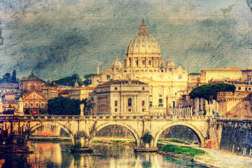 Fototapeta premium St. Peter's cathedral in Rome. Picture in artistic retro style.