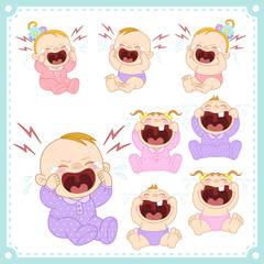 vector illustration of baby boys and baby girls