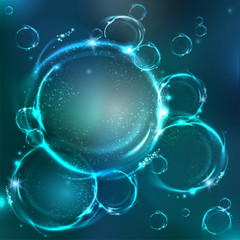 Vector glossy bubbles. Abstract background