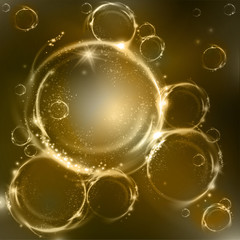 Vector glossy bubbles. Abstract background