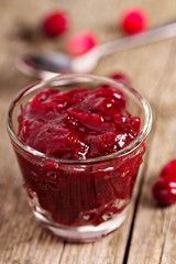 Cranberry sauce in a glass