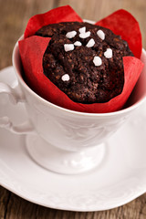 Vegan chocolate muffin in a cup