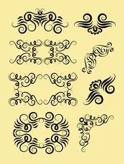 Rolgordijnen Curl Label & Corner Ornament Decorations © ComicVector