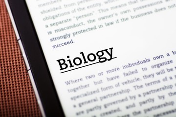 Obraz premium Biology on ebook, tablet concept