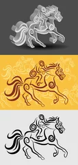 Rolgordijnen Jockey symbol with 3 alternative designs © ComicVector