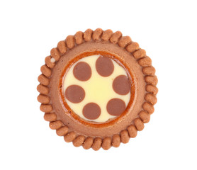 Brown chocolate biscuits with cream filling.