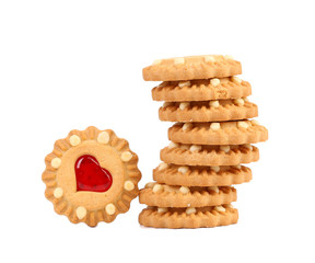 Stack of heart biscuits. close up.