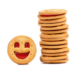 Stack of smile biscuits.