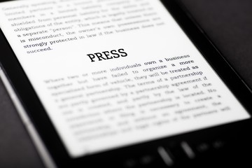 Obraz premium Press on tablet touchpad, ebook concept
