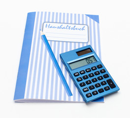 Haushaltsbuch mit Taschenrechner