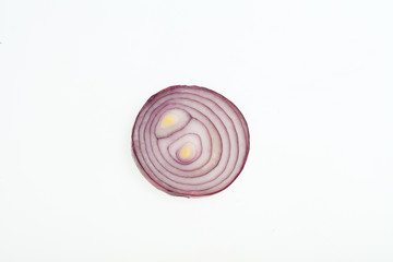 sliced onion isolated on white