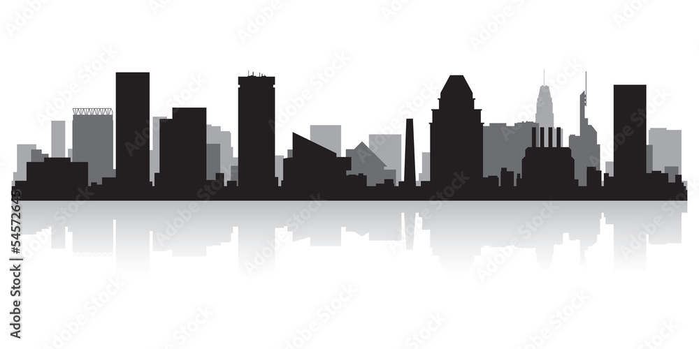 Wall mural Baltimore city skyline silhouette