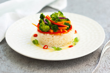 steamed vegetables with rice