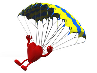 Obraz premium heart that is landing with parachute