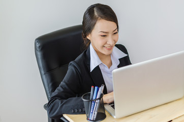 Business women use computer