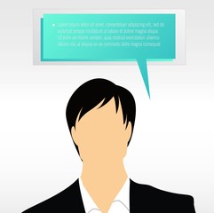 Businessman with blue speech bubble vector
