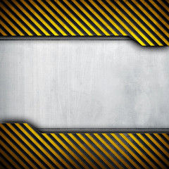 metal layout with caution stripes