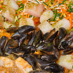 Vegetables with sea fruits