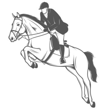 Equestrian sport, jockey on a jumping horse