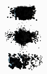 set of black paint splashes