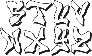 vector graffiti font alphabet part 3 © foreks