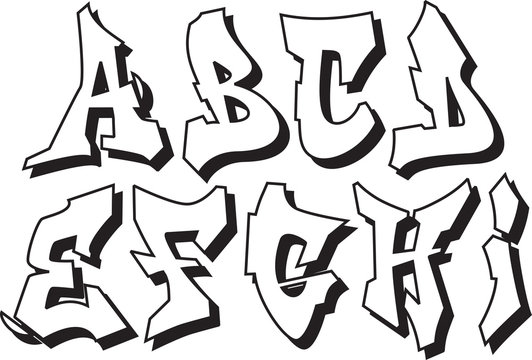 vector graffiti font alphabet part 1