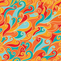 Seamless abstract hand-drawn waves pattern, wavy background. Sea