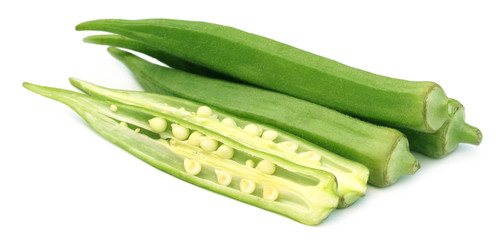 Okra on white background