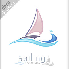 Sea Graphics Series - Sailboat and Sea Waves