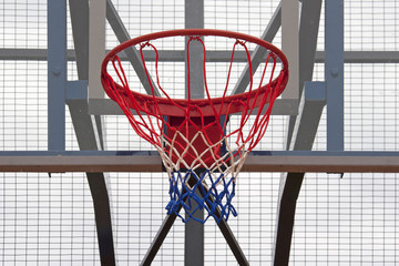 Basketball backboard on the street basketball court