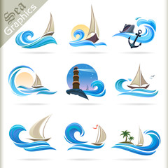 Sea Graphics Series -  Travel by Sea    Icons