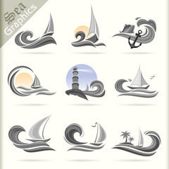 Sea Graphics Series -Sea Travel   Icons