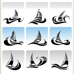 Sea Graphics Series - Sailing Boat  Icon Set