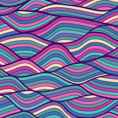 Seamless wave hand-drawn pattern, waves background (seamlessly t