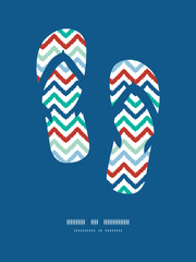Vector colorful ikat chevron frame flip flops decor pattern