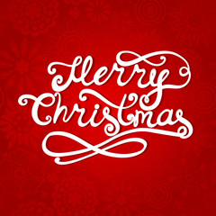 Fototapeta na wymiar Merry Christmas lettering. Greeting card with hand-drawn letters