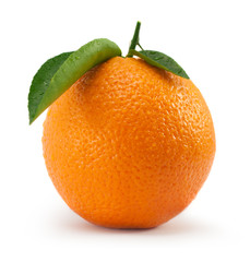 Fototapeta na wymiar Orange with leaf