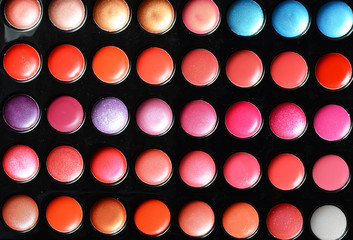 Palette of eye shadow close up