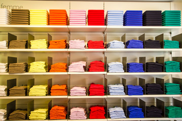 Folded clothes in the department store