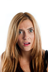 Naklejka premium Confused looking woman