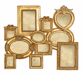 empty baroque frame with canvas for photo and picture